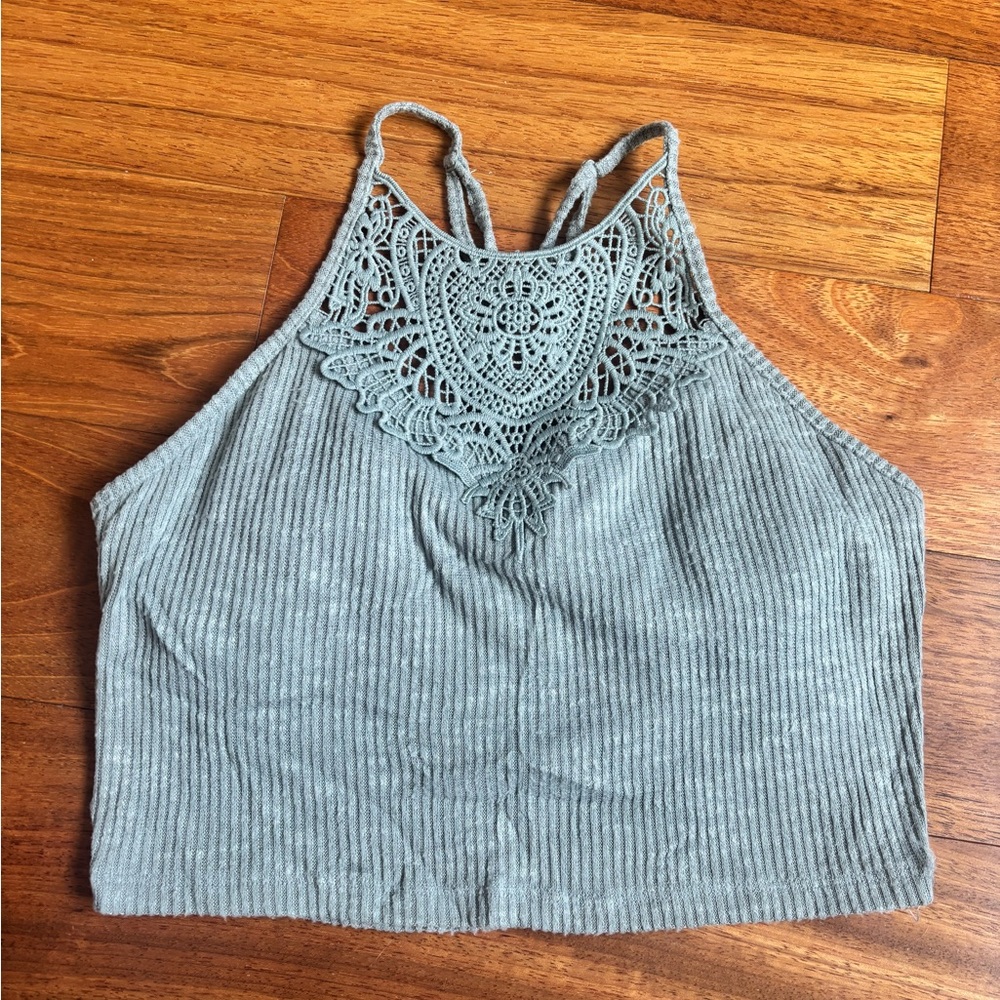 Lace Ribbed Cropped Top